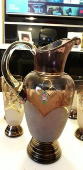Conjunto jarro e 6 copos antigos