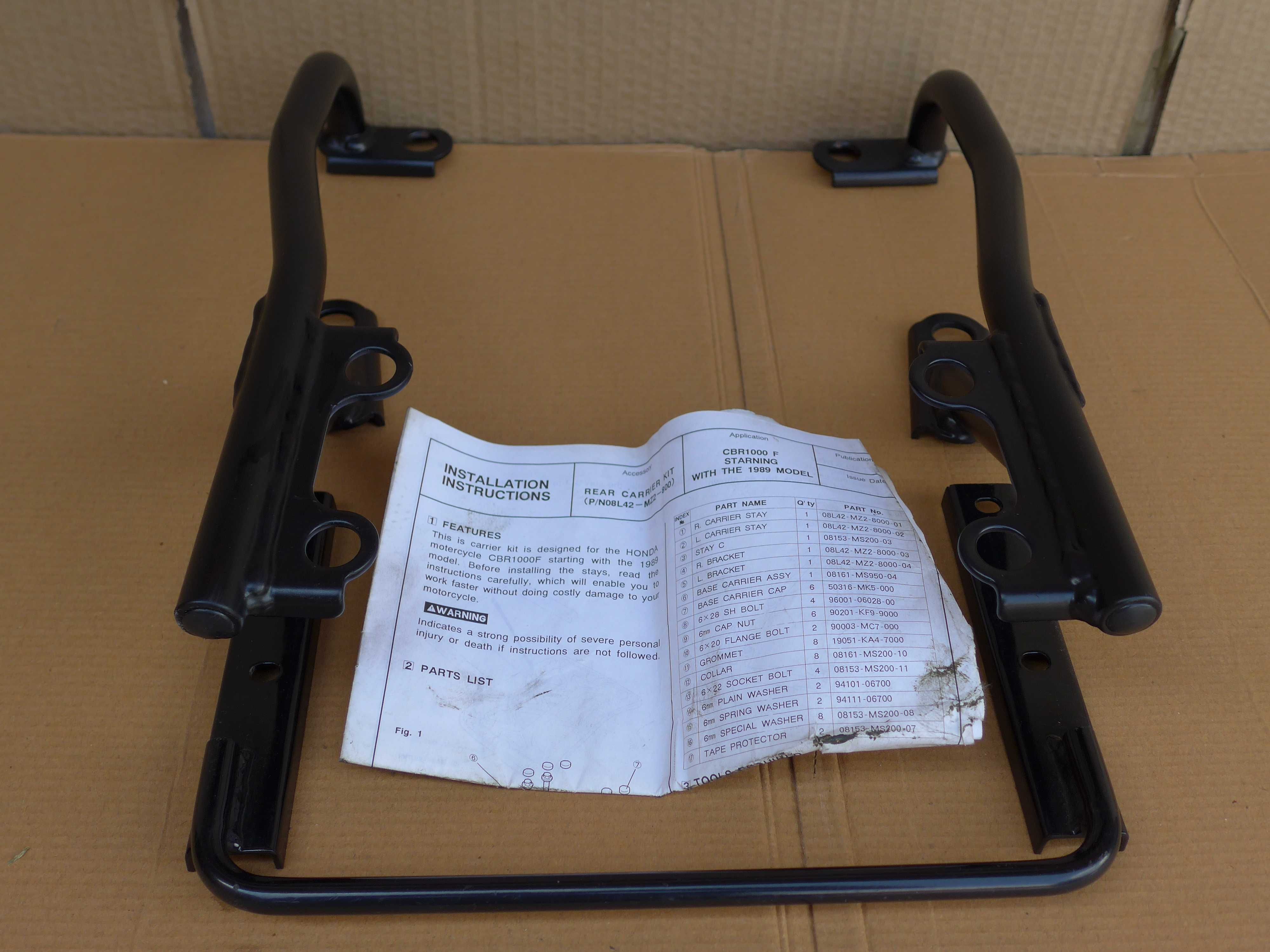 Honda CBR 1000 f '89-00r STELAŻ bagaznik kufer oryginalny + płyta nowy