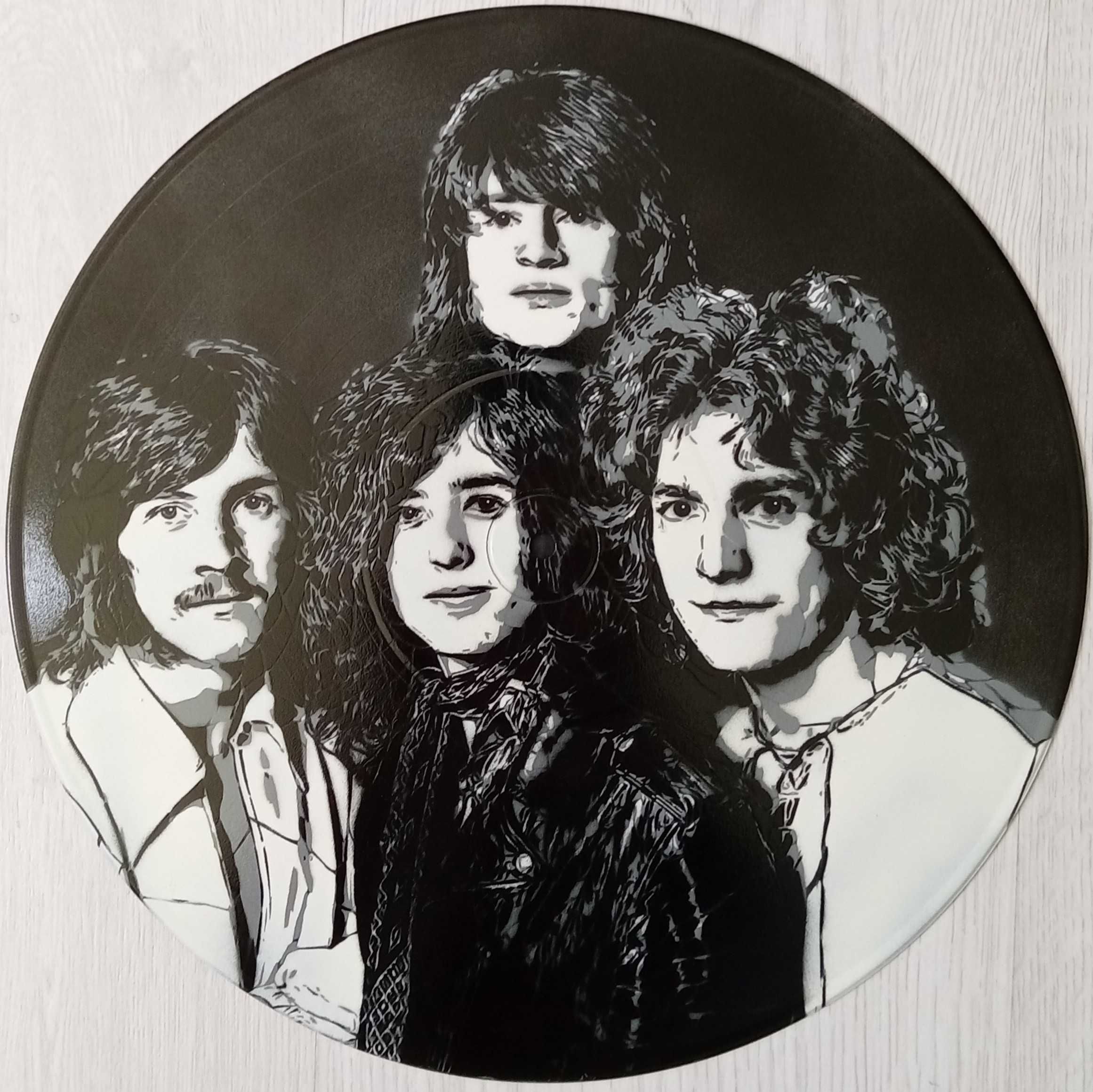 Led Zeppelin pintura original em disco de vinil