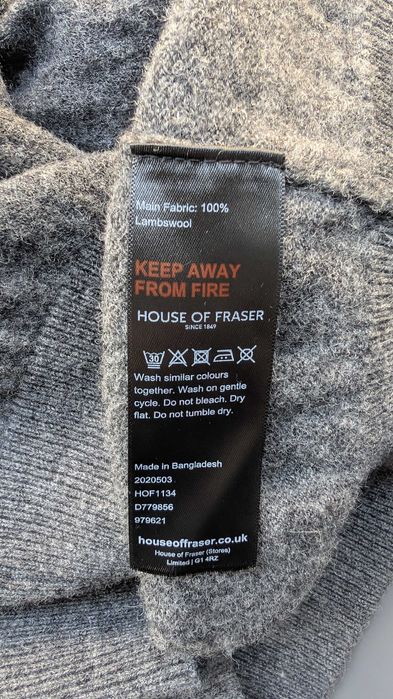 Luksusowy sweter Howick (House of Fraser) 100% wełna lambswool, M