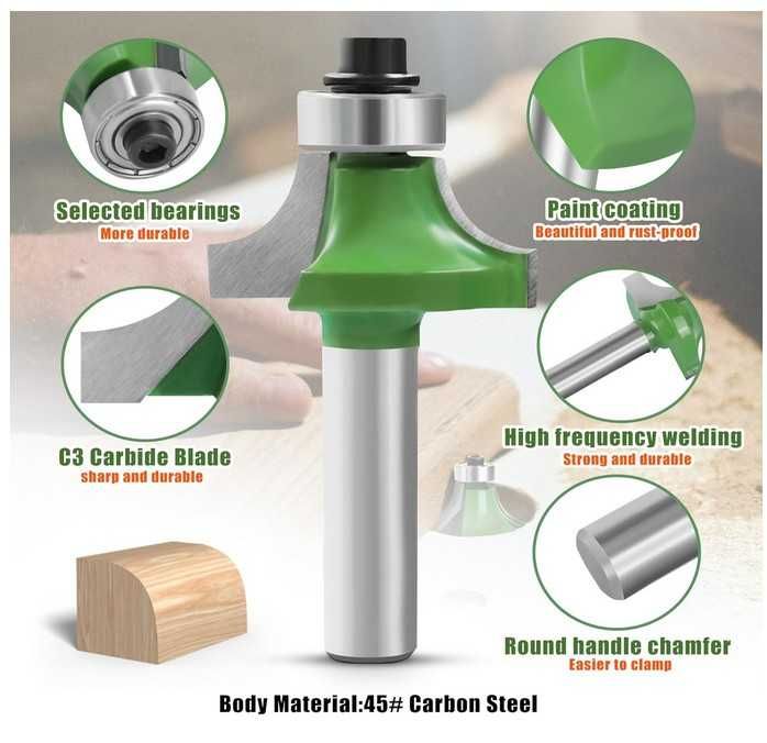 Frez do drewna, do zaokrąglania krawędzi R=6mm, uchwyt 8mm NICAVKIT