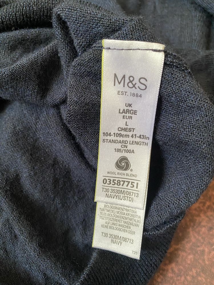 Sweter r. L, merino+silk, M&S