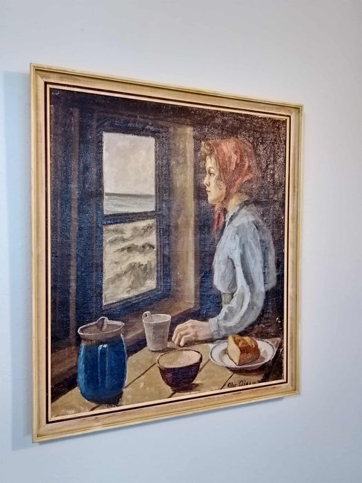 Stary obraz na płótnie sygnowany portret