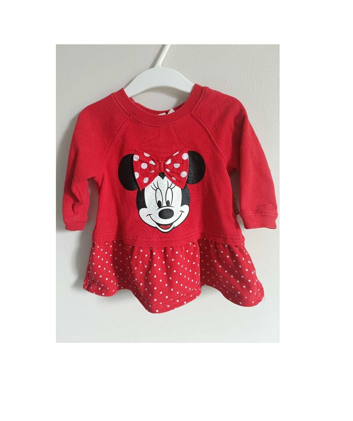 Czerwona swieteczna sukienka  68 hm disney minnie mouse z falbanka