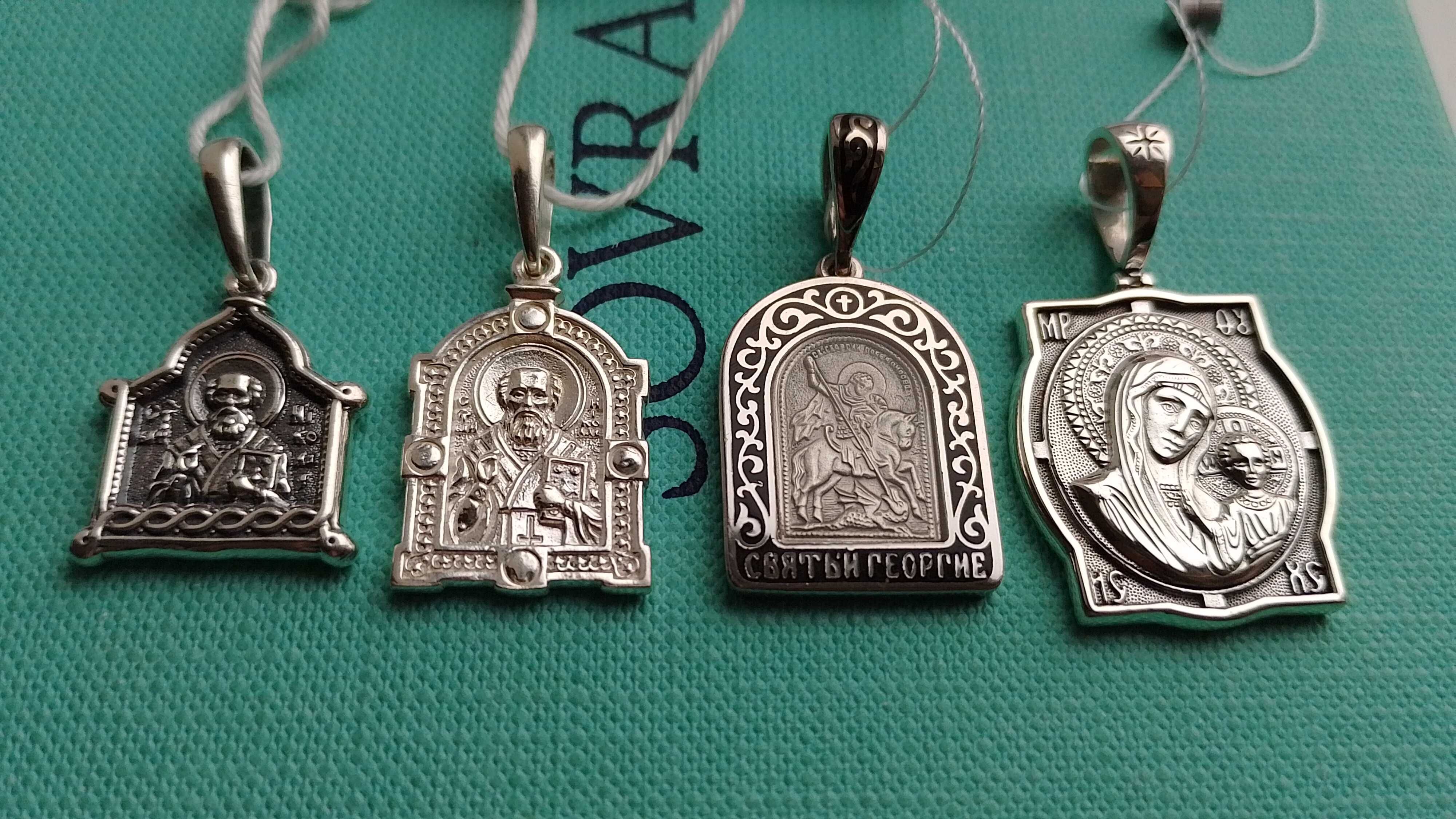 Серебряная ладанка иконка, мужской подвес, Святой Николай Чудотворец.
