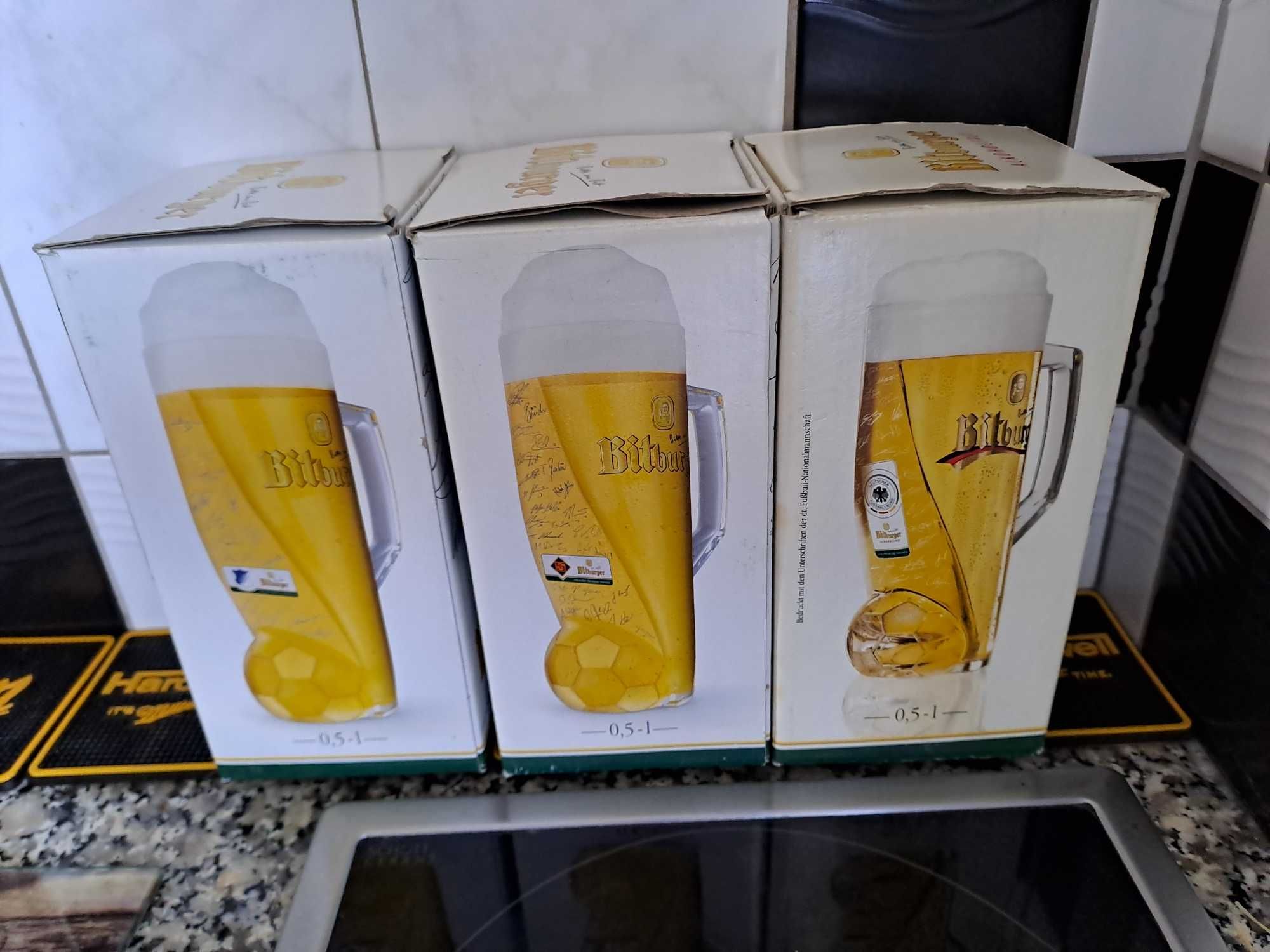 Bitburger 3 różne kufle piłkarskie 05 litrowe