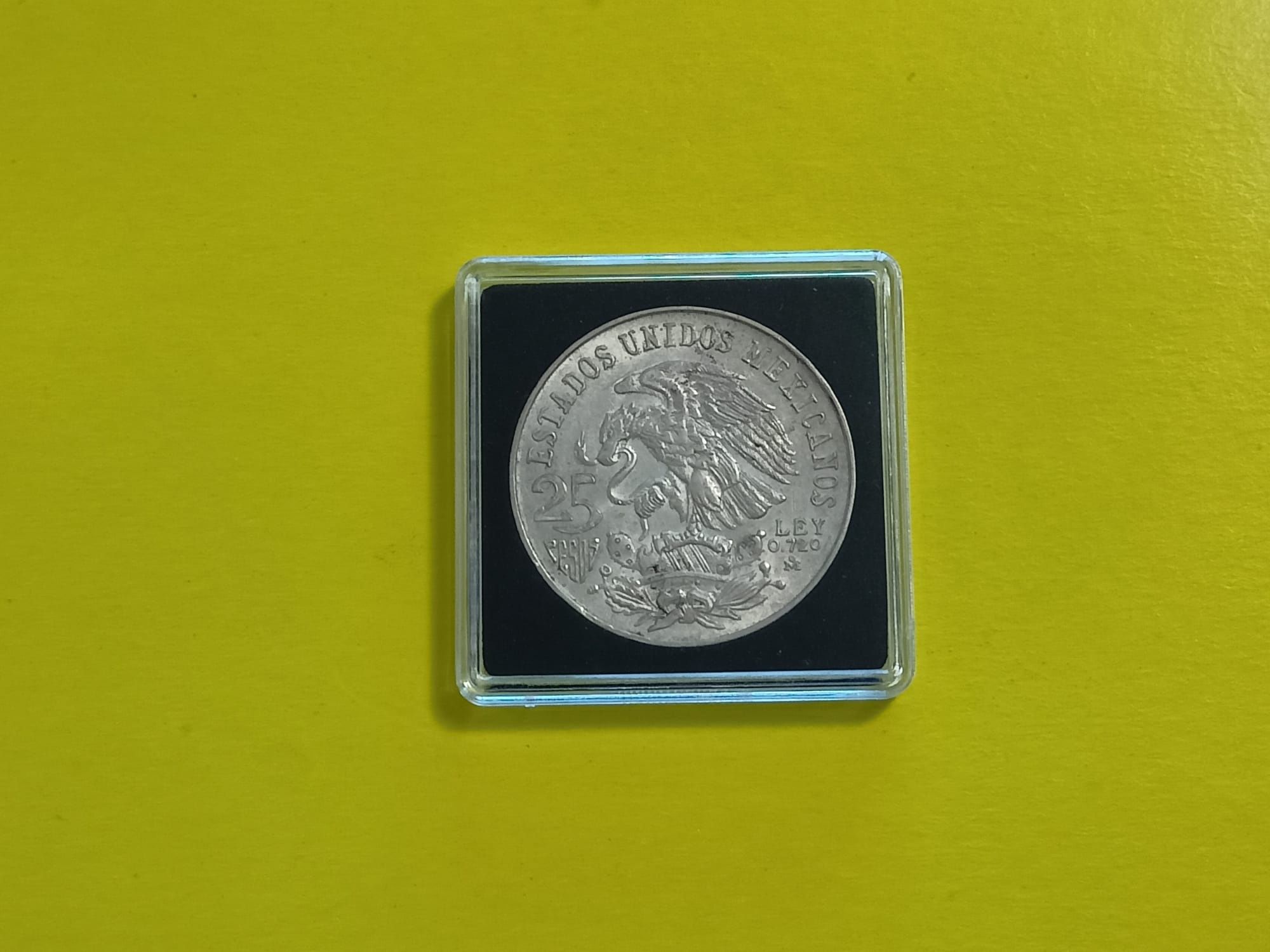 Moneta Kolekcjonerska Srebrna - Meksyk 25 Pesos  1968 - Ładny Stan