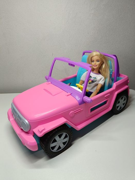 Samochód dla lalki Barbie Jeep Różowy Plażowy