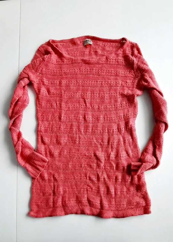 BEZ WAD Koralowy ażurowy sweterek Only rozmiar XS 34 #727