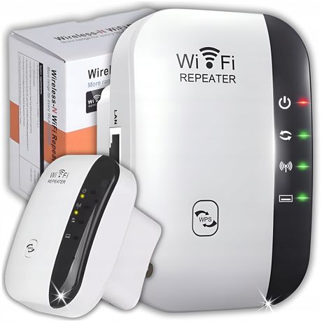 Wzmacniacz Sygnału WiFi Mocny Zasięg 300 Mb/S Repeater 2 Tryby WPS