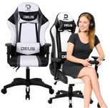 Fotel Gamingowy DEUS Storm White - ergonomiczny fotel z poduszkami