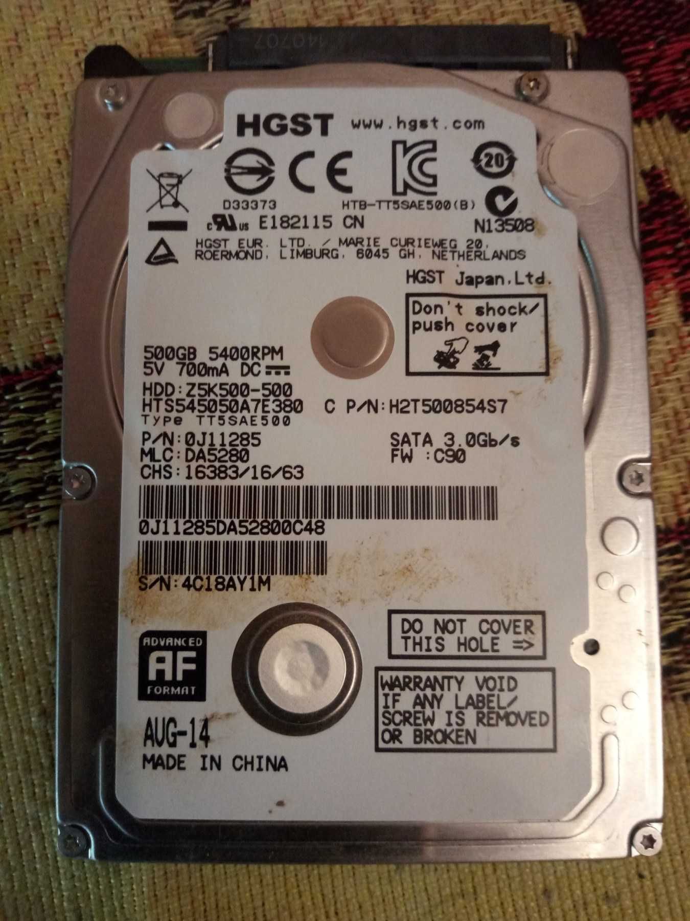 винчестер hdd sata 2.5"  на 500 гб