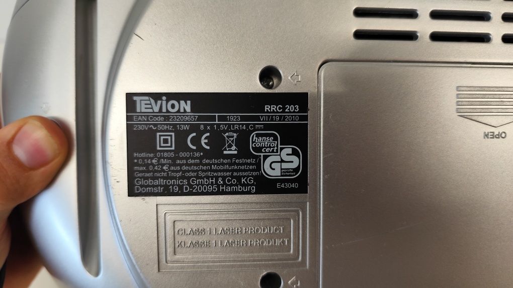 Бумбокс музичний центр Tevion модель RRC 203 програвач плеер