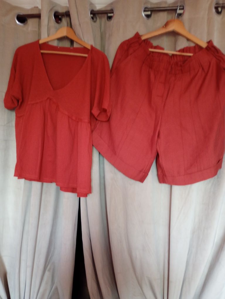 Komplet lniany,jedwabny lato,urlop,praca, wakacje size xlxl