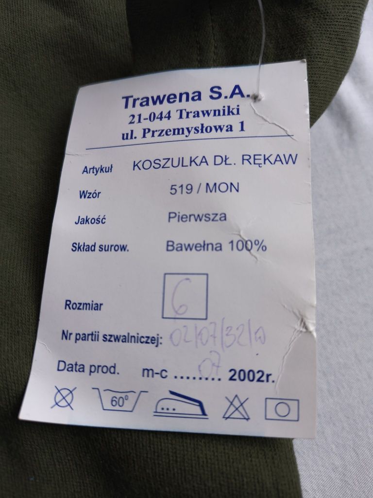 Koszulka wojskowa długi rękaw nowa.