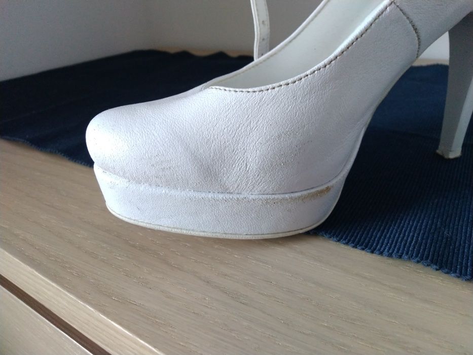Buty ślubne białe rozm. 37 obcas 11 cm
