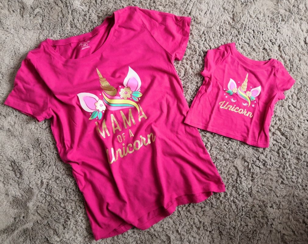 T-shirty mama i córka unicorn różowe childrens place roz M, 6-9M 68-74