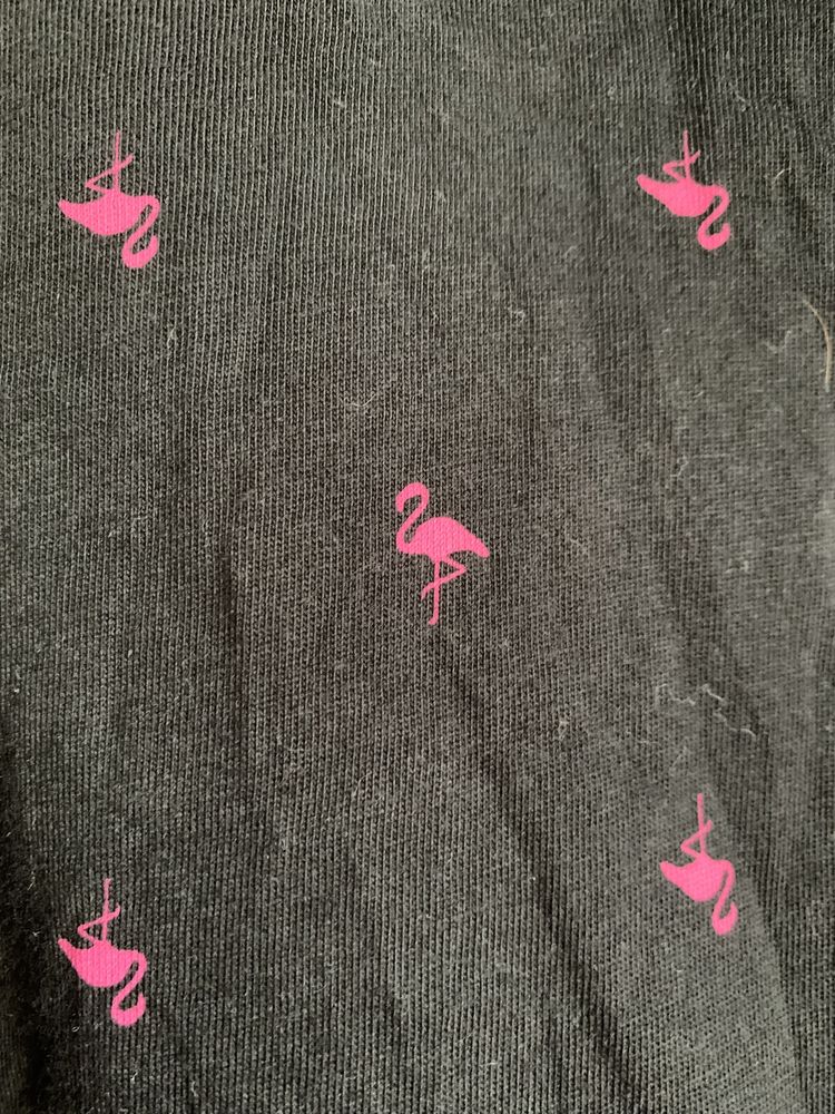 Czarna koszulka polo z flamingami H&M