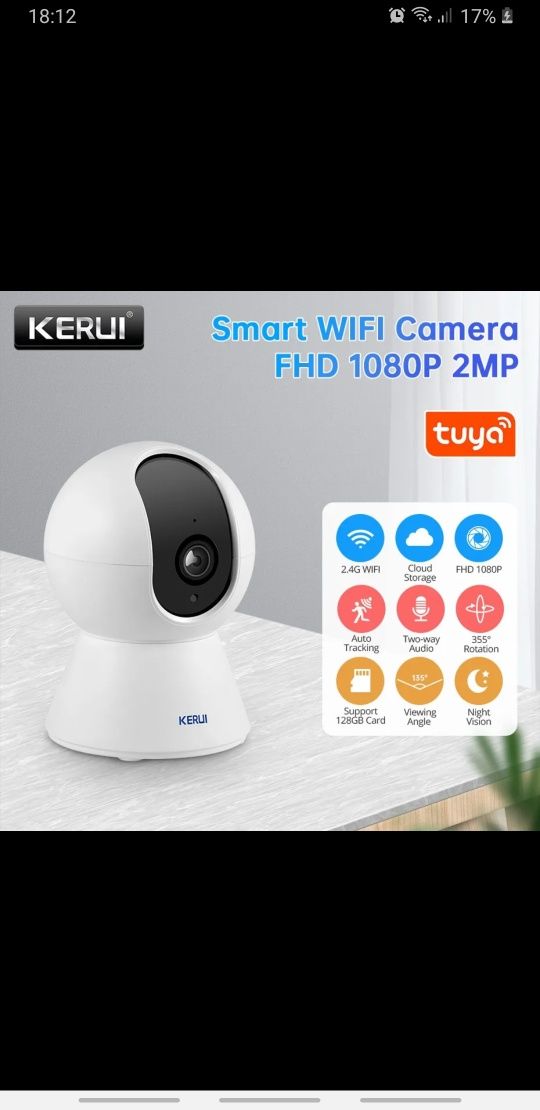 Міні камера IP CAMERA поворотна kerui tuya відеоняня