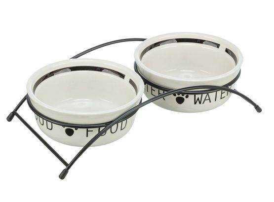 Misek ceramiczne na stojaku dla psa - Trixie 2x1600ml czarno-białe