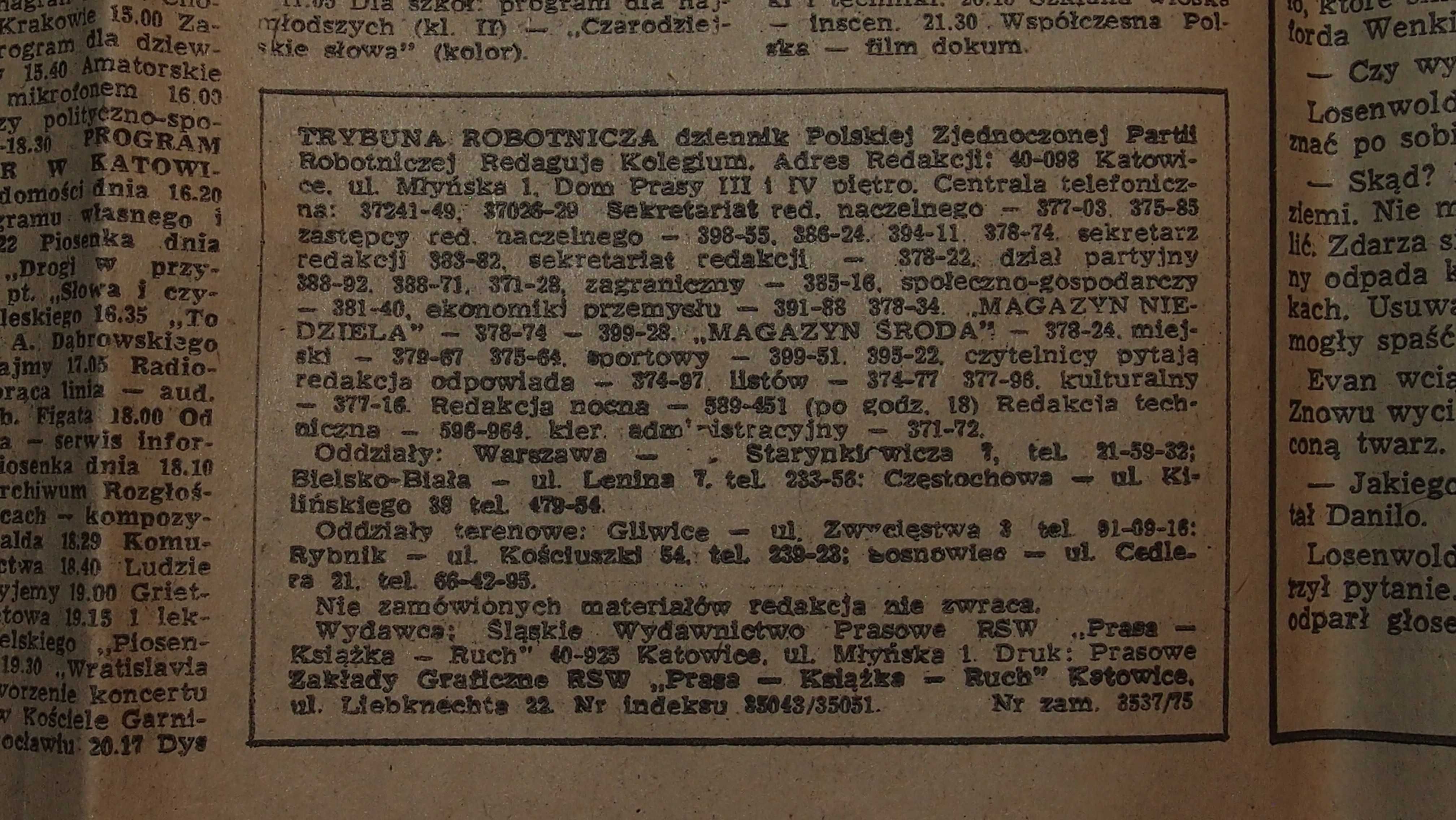 Trybuna Robotnicza, Dziennik PZPR, Nr 217 (9813), 3. X. 1975 r.