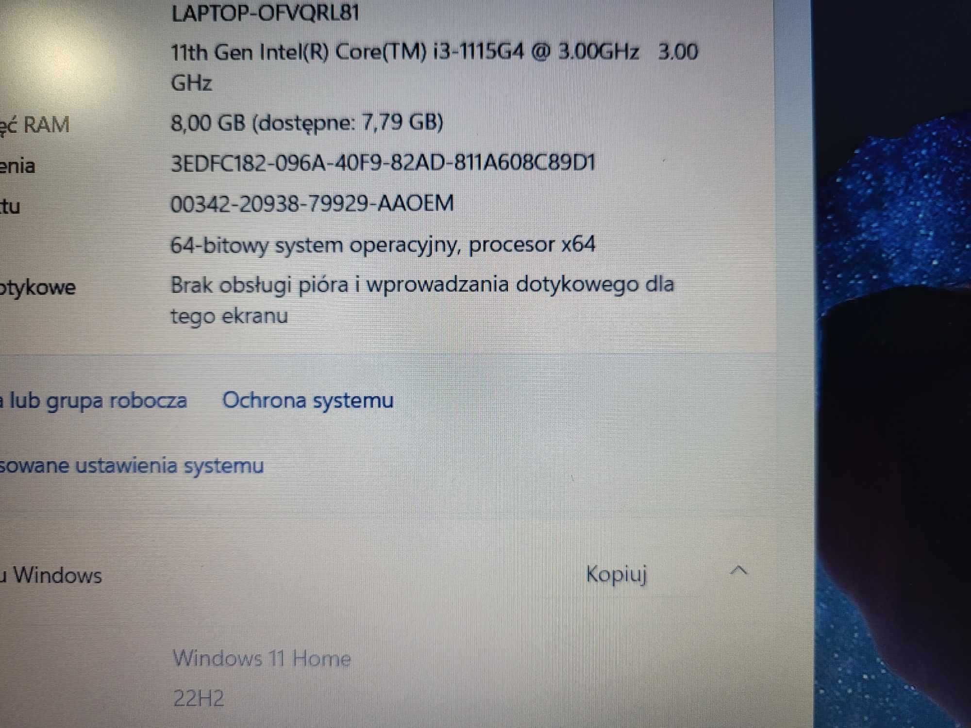 Laptop Lenovo i3-1115G4/8GB/256SSD/Win11