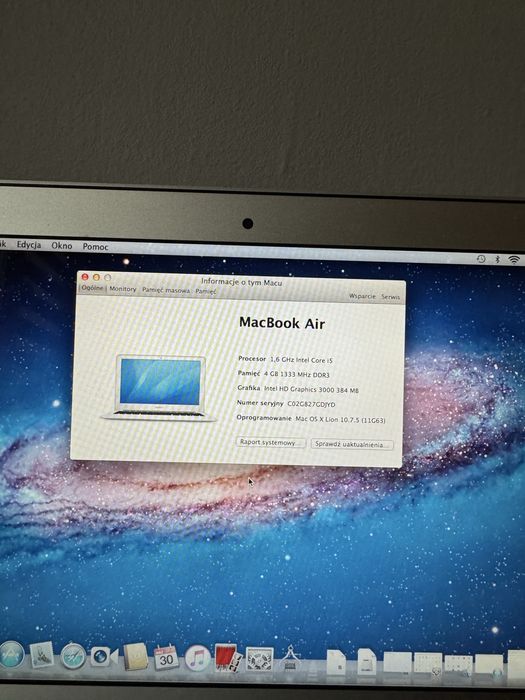 !!okazja!! Mcbook air intel core i5 4 gb ram a1370