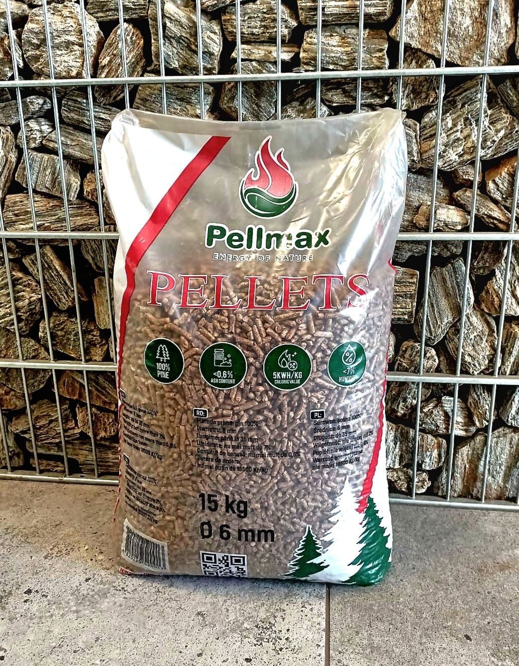 Pellet PELLMAX (990kg) 18,5 MJ/kg Pellegreeno pelet workowany po 15kg