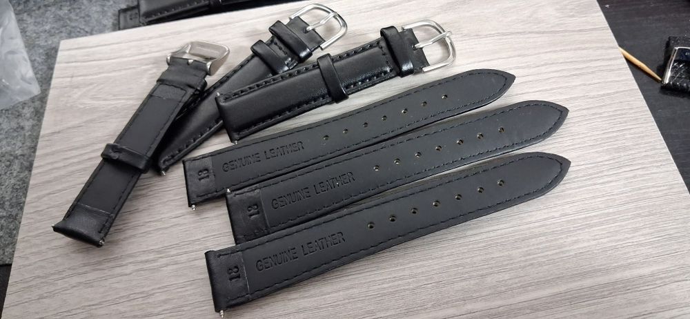 3 szy nowe paski pasek do zegarka 18mm Czarne skóra naturalna