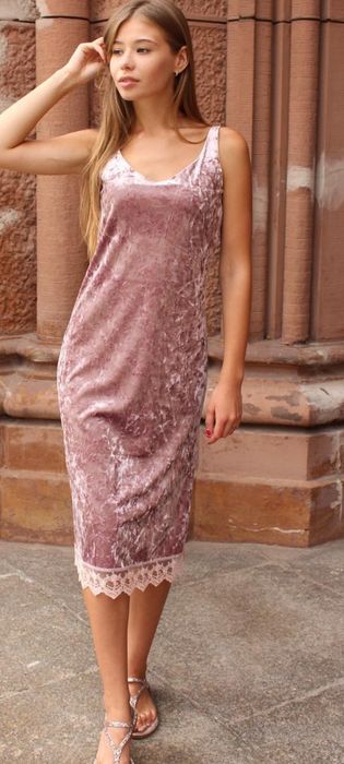 Сукня комбінація велюр з мереживом