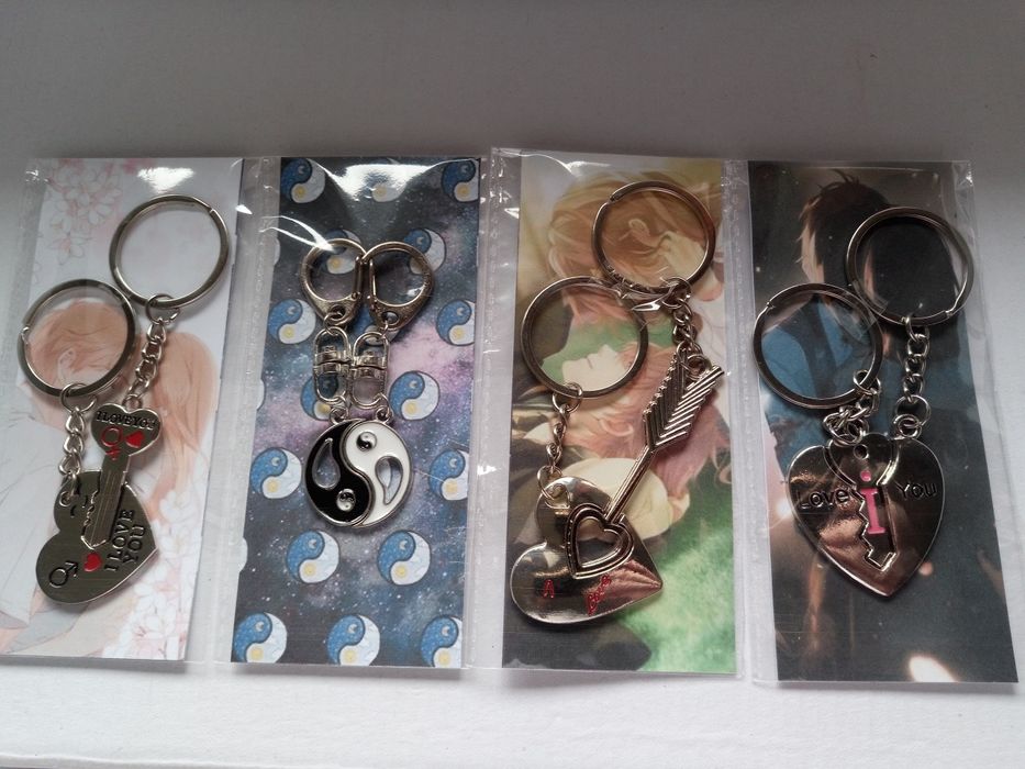 2X Porta Chaves Namorados pendente yin yang love you amor seta coracao