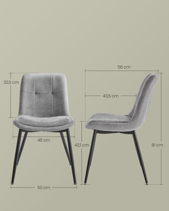 Zestaw 2 Krzeseł Do Jadalni Vasagle Szare Kdc151G01 Powystawowy