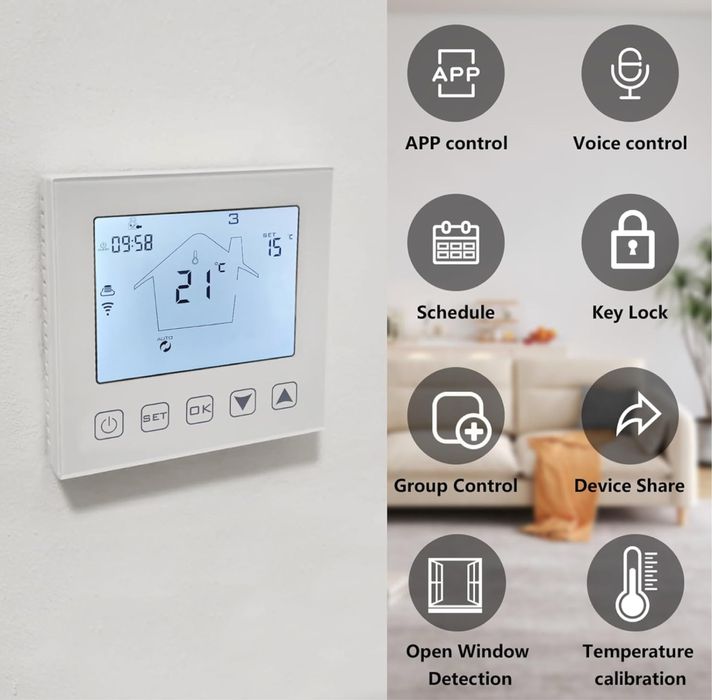 KETOTEK Termostat WiFi Kotła/Wodne Ogrzewanie Podłogowe
