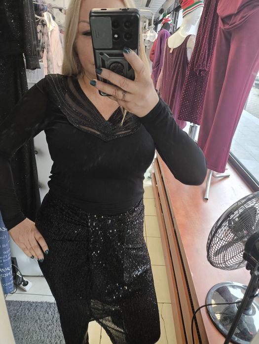 Piękny komplet spódnica cekiny i bluzka rozm S m  l