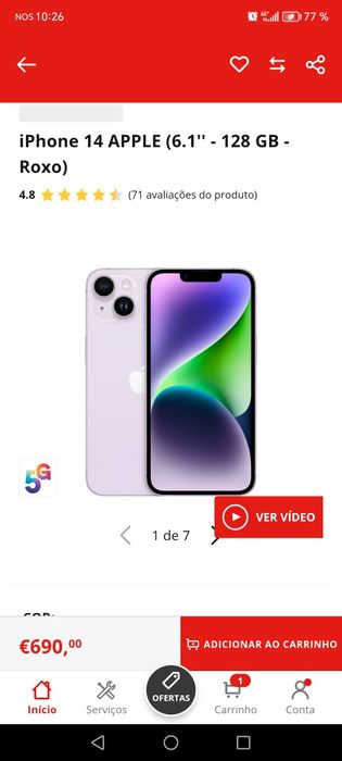 Apple iPhone 14 - 128GB - Roxo