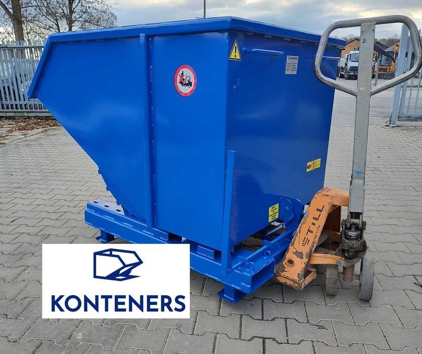 Pojemnik metalowy/kontener samowyładowczy wózek widłowy 1m3/KOLEBA