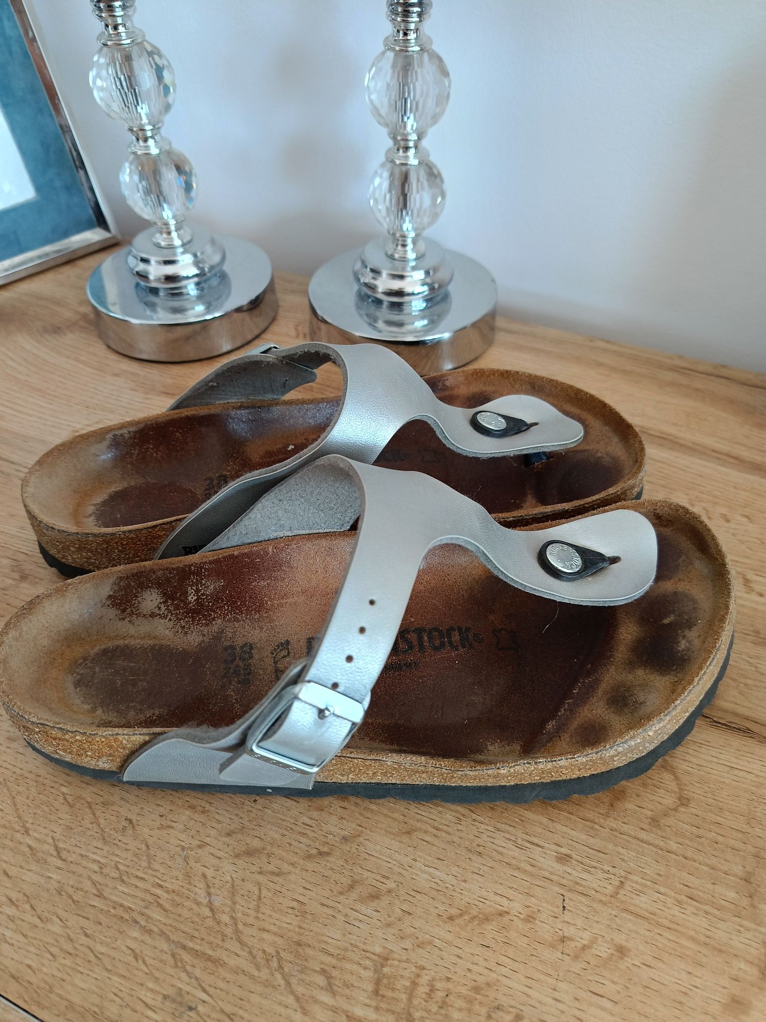 Klapki japonki birkenstock 38 srebrne