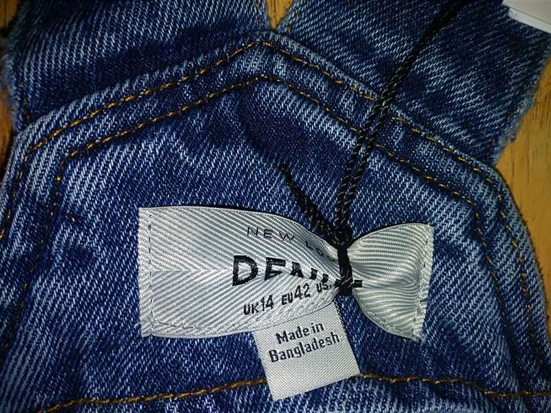 Nowa sukienka New Look 14 XL 42 niebieska ogrodniczka jeans denim