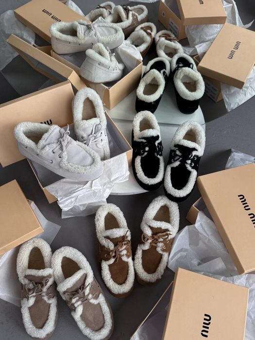 р36-41 Лофери Miu Loafers Winter Black Beige Grey Chestnut