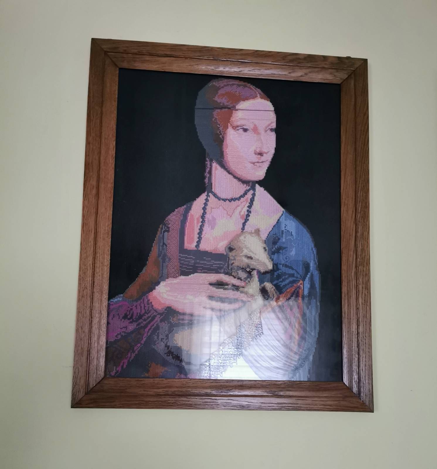 Obraz krzyżykowy dama z łasiczką