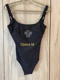 Opera M damski czarny paski Jednoczęściowy kostium kąpielowy Vintage
