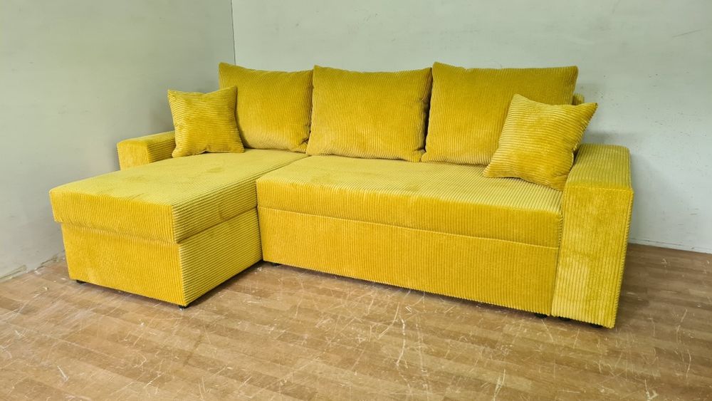 Nowy Narożnik sprężyny automat sztruks welur plusz kanapa sofa rogówka