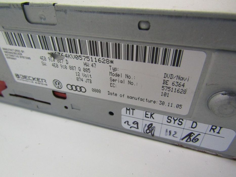 Audi A6 C6 A8 D3 czytnik dvd nawigacji płyt płyty