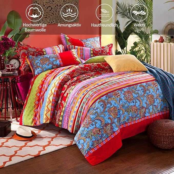 Komplet pościeli Boho 135 x200 cm, wzór indyjski – Mikrofibra