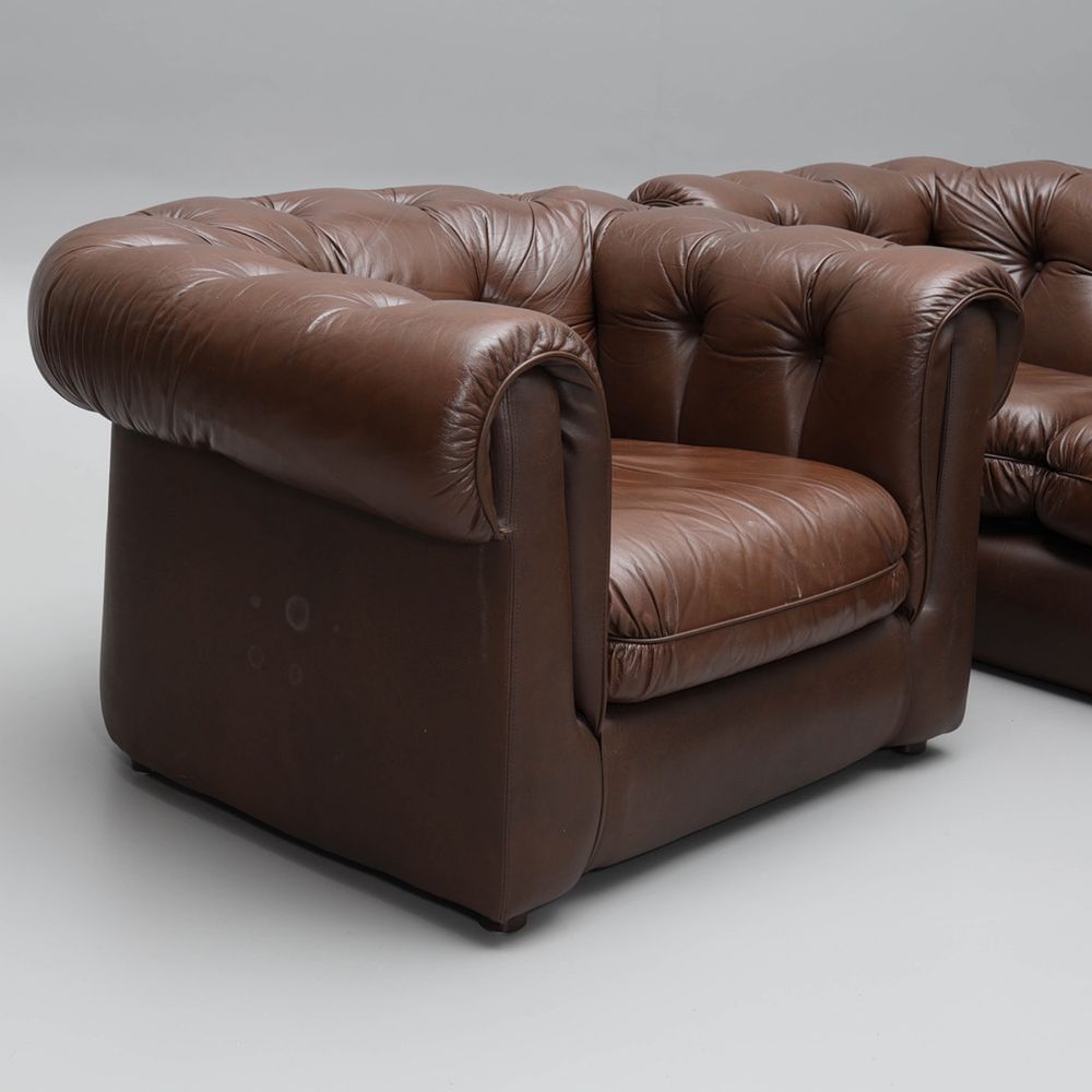 Sofa skorzana z fotelem 3+1 Chesterfield