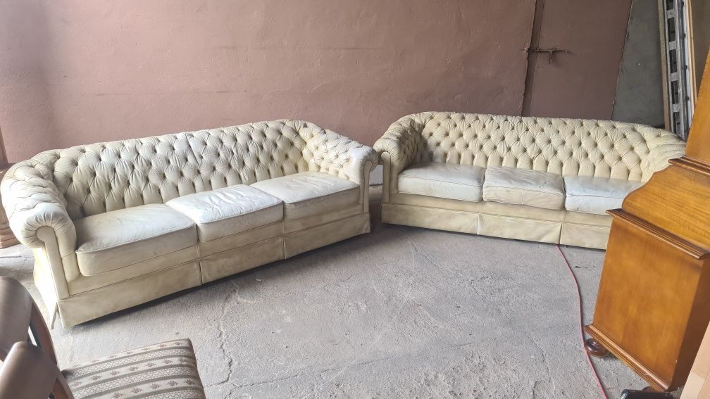 Sofa Kanapa Skórzana Chesterfield Skóra