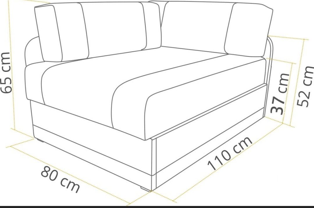 Sofa narożna rozkładana jednoosobowa