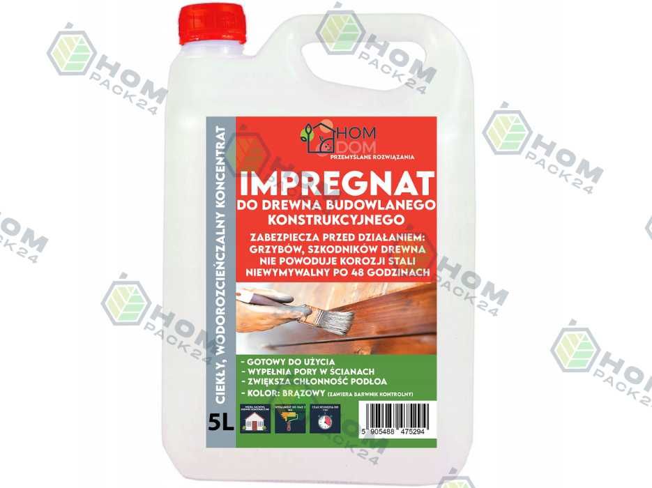 IMPREGNAT DO DREWNA budowlanego Farba do drewna BRĄZOWY 5L