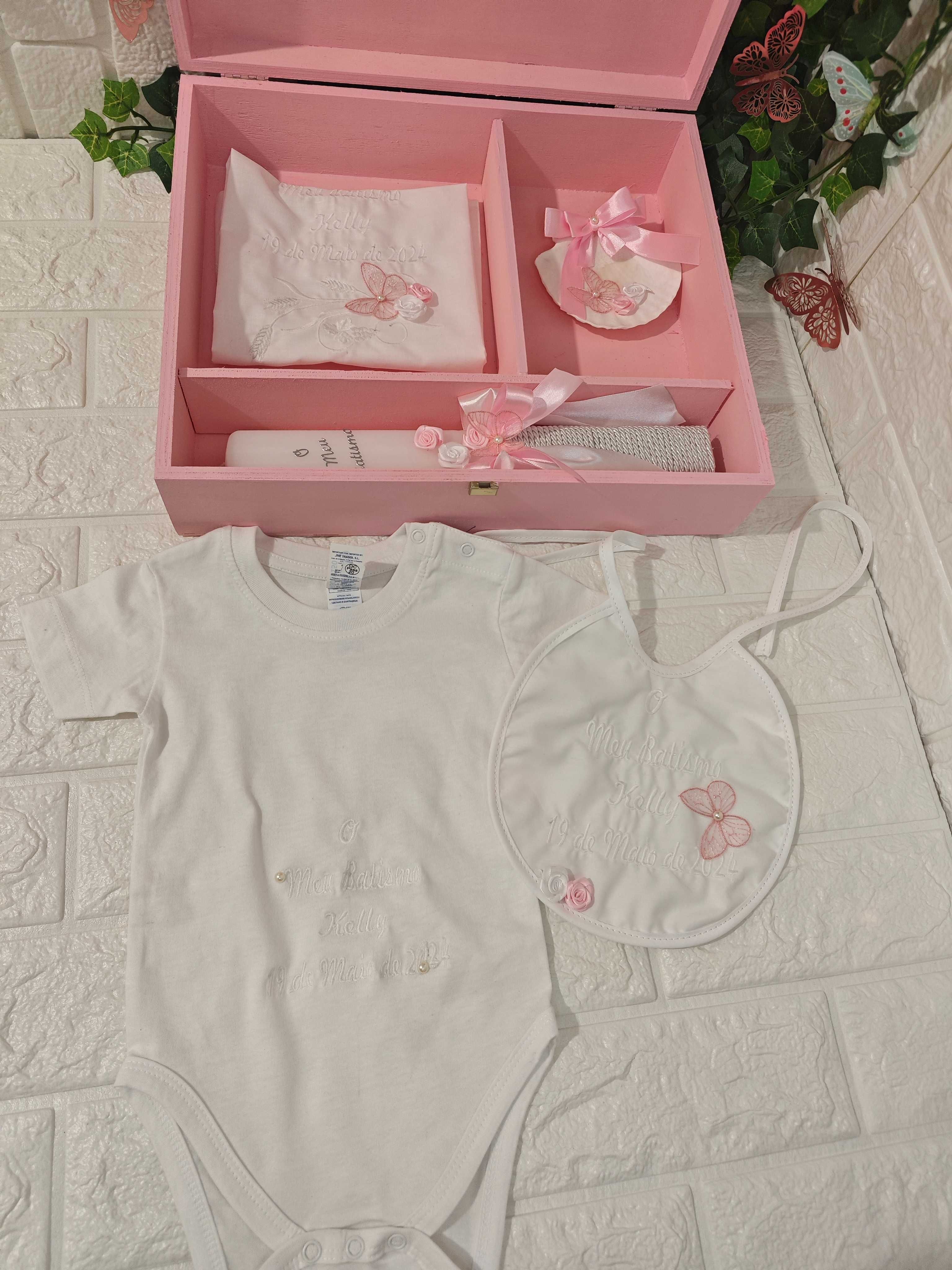 Kit Batismo com Caixa Madeira Fechl