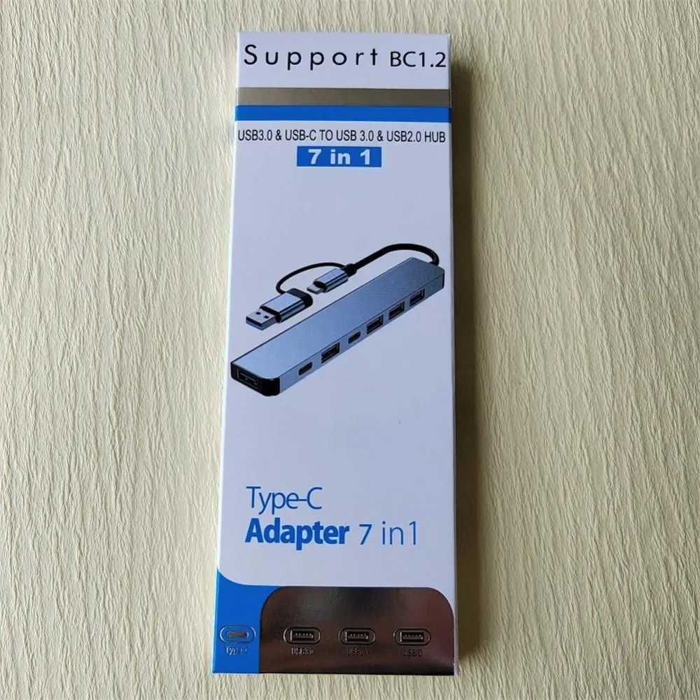 Hub Хаб 7в1 для Macbook Ноутбук HDMI USB TypeC Ethernet RJ45 Хаб. 27